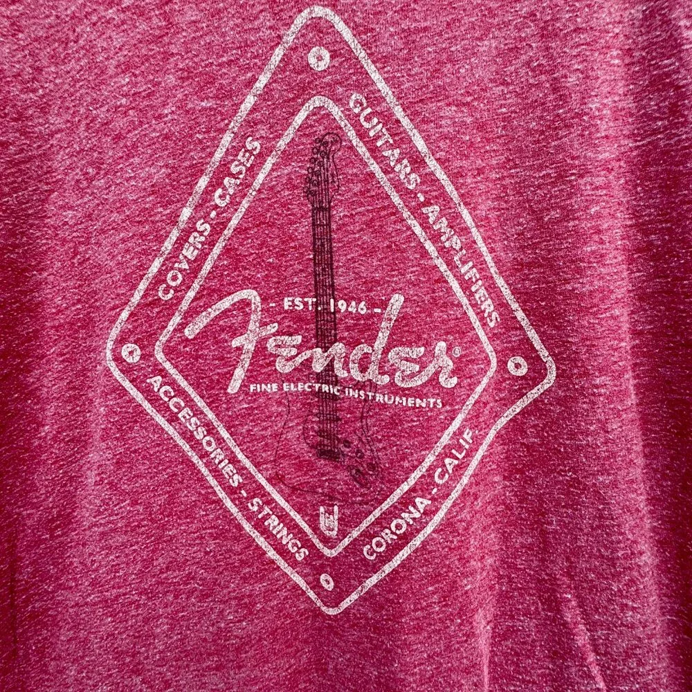 Lucky Brand x Fender T-Shirt Adult Large Heather Red Casual Grunge - Picture 3 of 8
